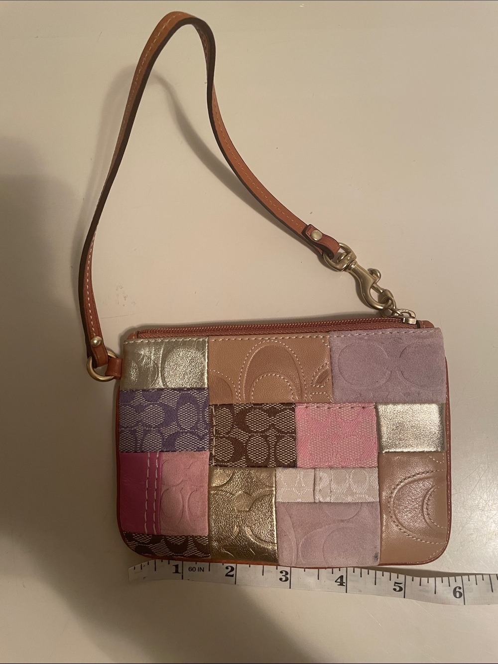 Vintage Coach Patchwork Wristlet in Pink, Purple & Metallics